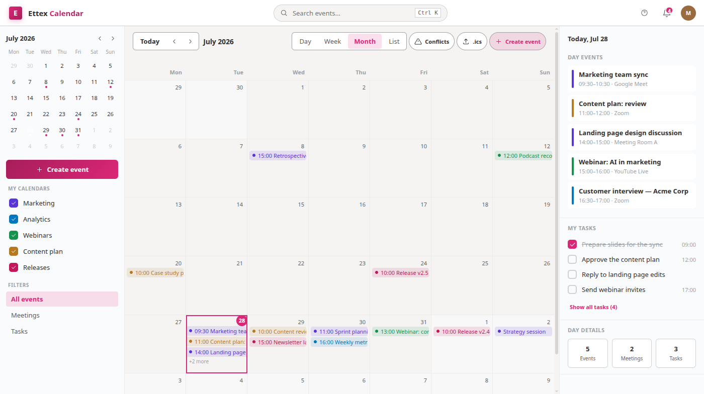 Calendar screenshot