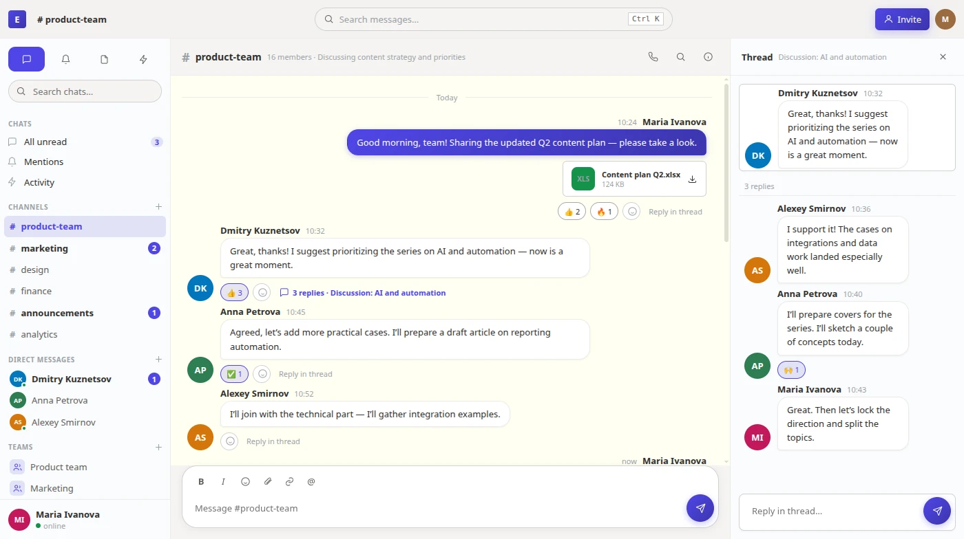 Ettex Chat — Team messenger